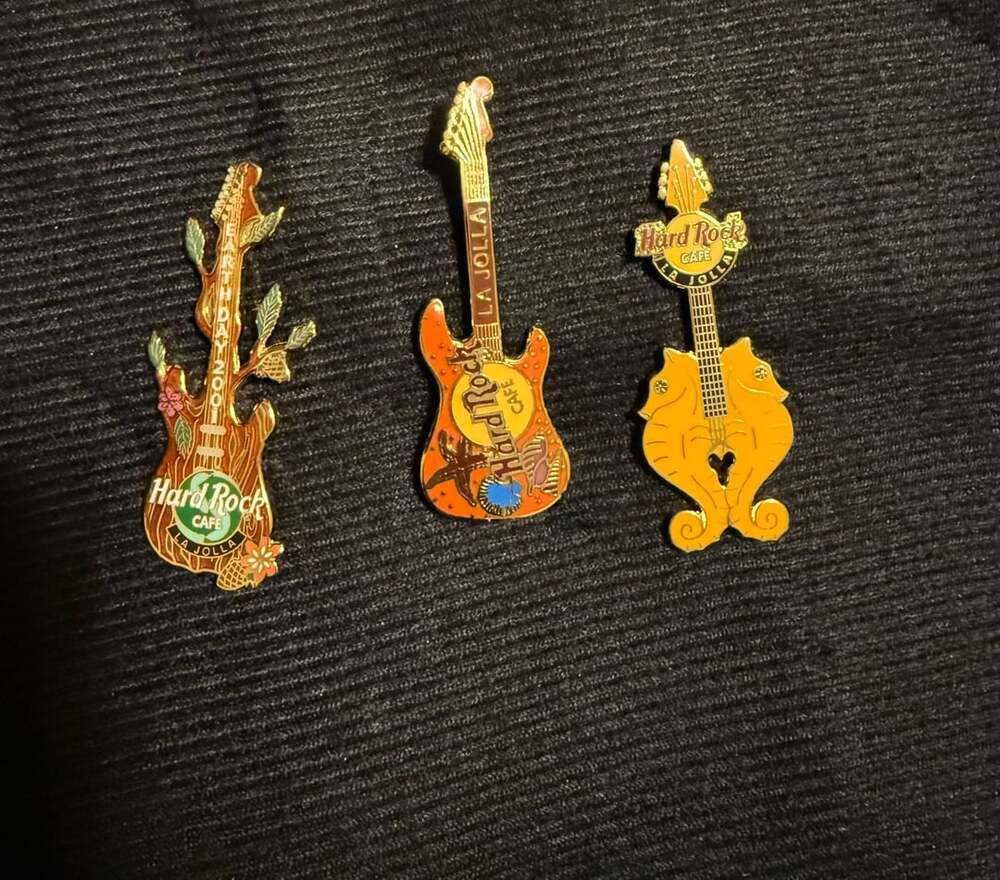 Hard Rock Cafe La Jolla Guitar Pins - Lot of 3